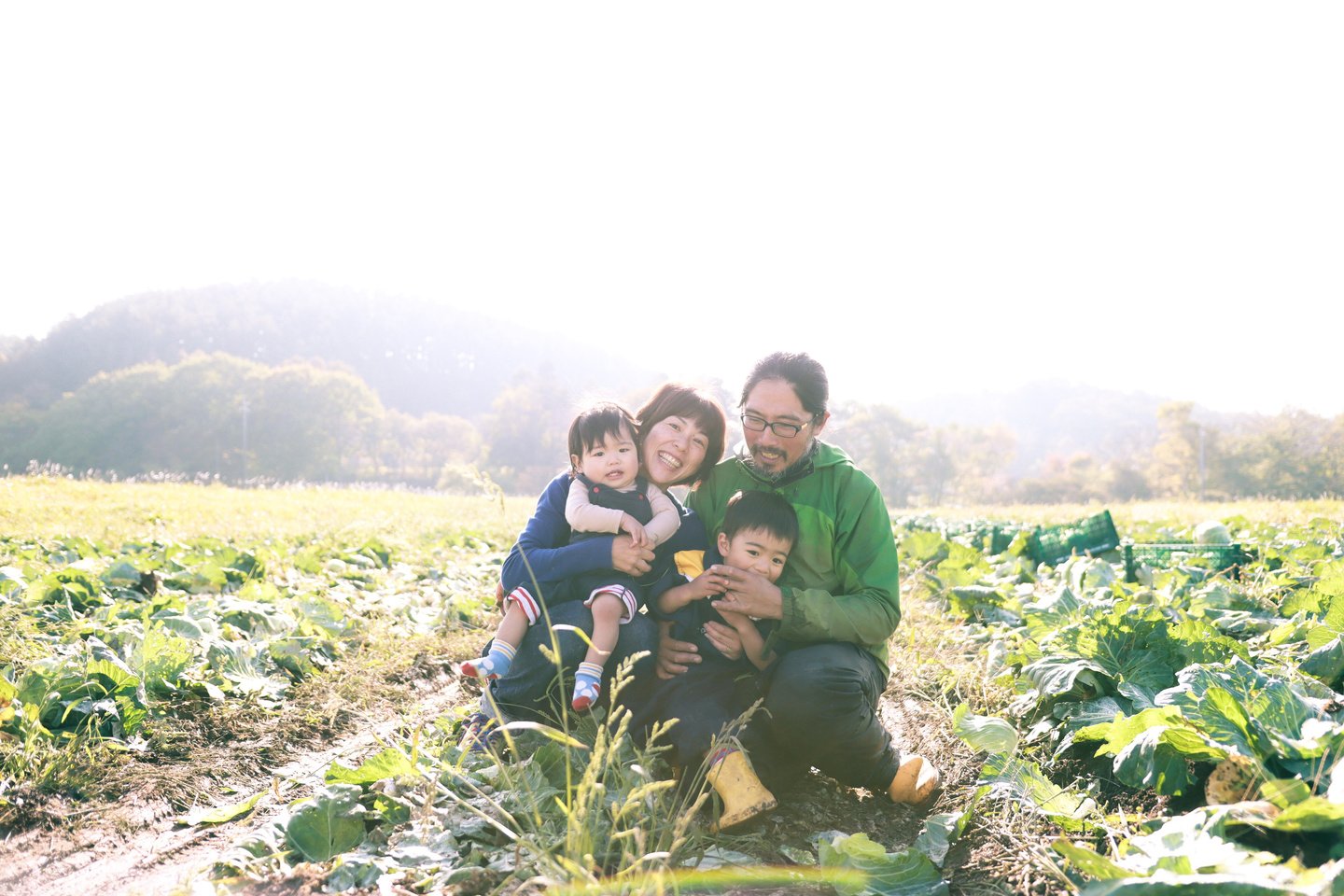 Asian farmers family